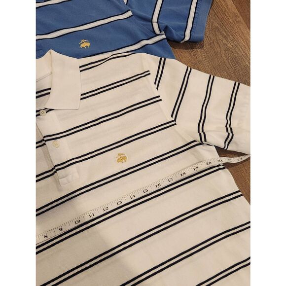Brooks Brothers Mens Medium Polo Lot of 2 embroidered logo cotton striped multi - Picture 5 of 9
